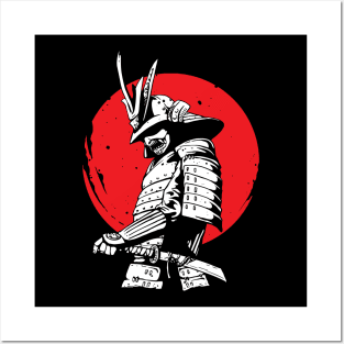 Samurai Sunset Illustration Posters and Art